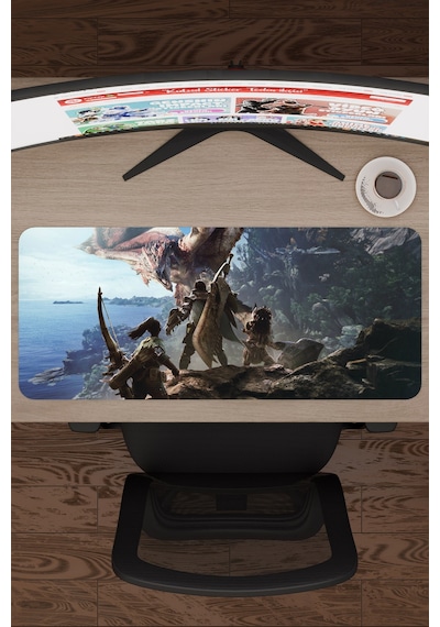 Monster Hunter: World Dikişli Kauçuk Oyuncu Mousepad V1 - 70x30 Xl Gaming Mouse Pad