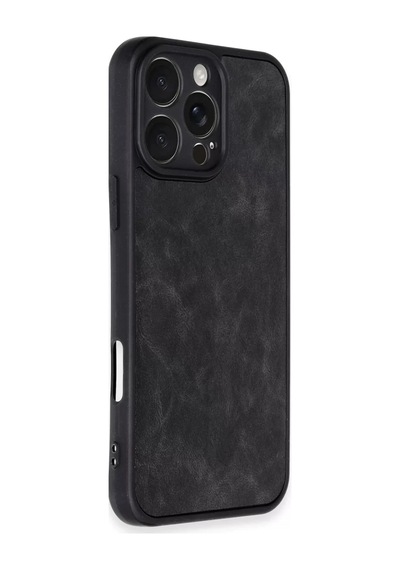 Newface Apple İphone 16 Pro Max Kılıf Aras Deri Kapak - Siyah