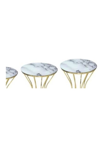 Brc Kum Saati Zigon Beyaz Mermer Desen Metal Çelik Gold Renk Kapl