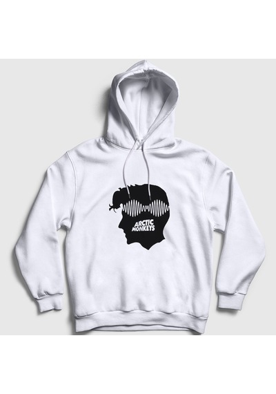 Presmono Unisex Head Arctic Monkeys Kapüşonlu Sweatshirt Beyaz