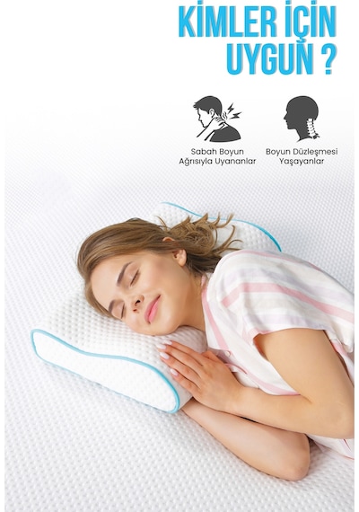 Viscofoam Küçük Boyun Destekli Ortopedik Yastık Visco Yastık 46x30x10-8cm