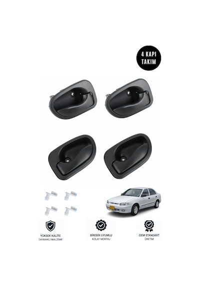 Hyundaı Accent Yumurta Kasa 1994-1999 Arası Uyumlu Ön Arka Sağ Sol İç Kapı Kolu Takımı 4'lü Set