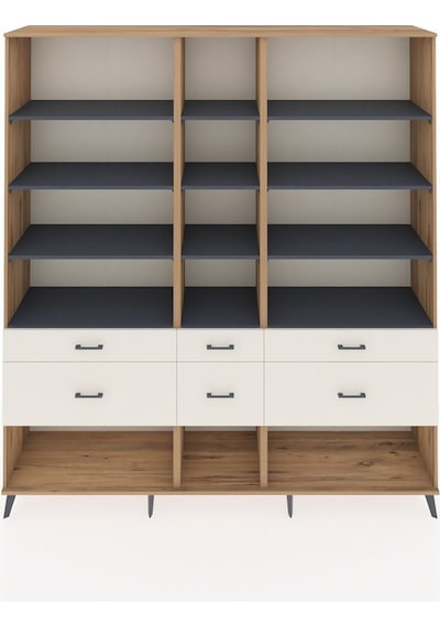 Hyperion Dolap 12 Raflı 6 Çekmeceli 220x44x243 Çam-antrasit/aytaşı Antrasıt/aytası Hyperion Dolap 12 Raflı 6 Çekmeceli 220x44x243 Çam-antrasit/aytaşı Antrasıt/aytası
