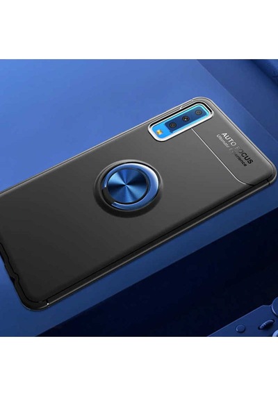 Samsung Uyumlu Galaxy A7 2018 Kılıf Zore Ravel Silikon Kapak Siyah-Mavi