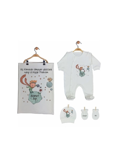 Pia Baby Gl 2014 İsme Özel Küçük Prens Beşli Tulum Set Krem