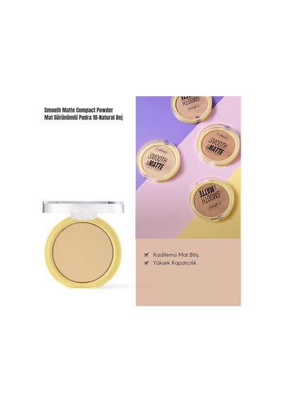 Smooth Matte Compact Powder Mat Görünümlü Pudra 10 Natural Beige Diğer