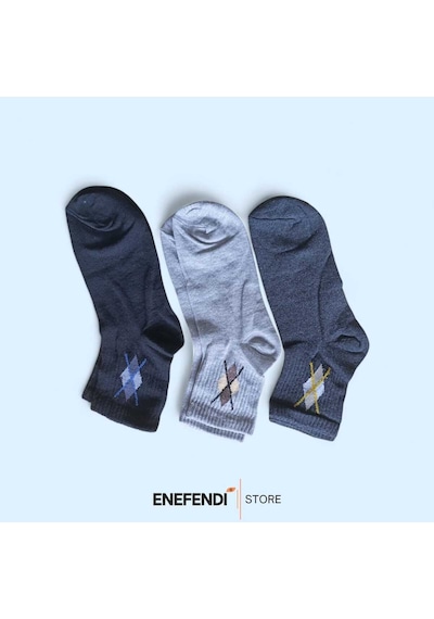 Nf Nd Enefendi 3'lü Çorap Seti Erkek Kısa Konç Çorap Mevsimlik Rahat Penye Füme, Gri, Siyah 40-45 Renkli