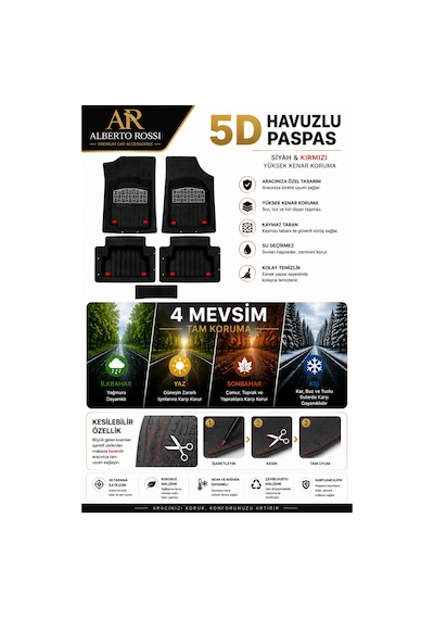 Dacıa Jogger Extreme Eco-g 2026 Model Uyumlu Enerji Krom 5d Havuzlu Paspas Yumuşak Kaymaz Taban