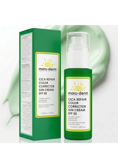 Maruderm Cica Cilt Tonu Eşitleyici Güneş Kremi Spf 50 Pa++++ Renk Düzeltici Ton Eşitleyici Yüz Güneş Kremi,