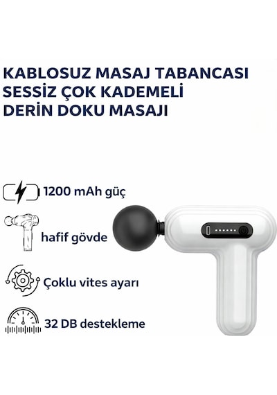 Erdmsp Profesyonel Derin Doku Masaj Tabancası Beyaz