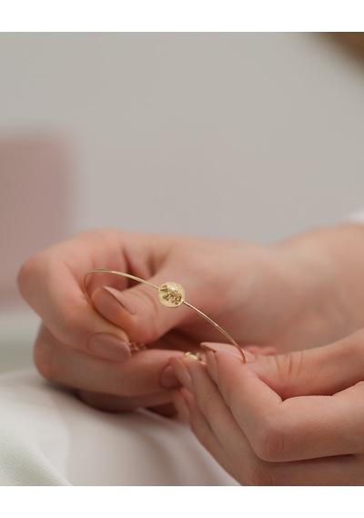 Debora Jewelry 14 Ayar Altın Fil Kabartmalı Kelepçe Bileklik