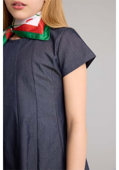Defacto Yarım Kollu Twill Elbise Kız Çocuk H2604a826spın20 İndigo-ın20