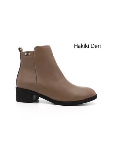Gönderi(R) Gönderi R Kadın Vizon Antik Fermuarlı Kalın Topuklu Hakiki Deri Bot Gkzb13452492 Vizon