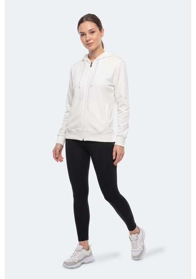 Slazenger Kıron I Kadın Kapüşonlu Beyaz Sweatshırt