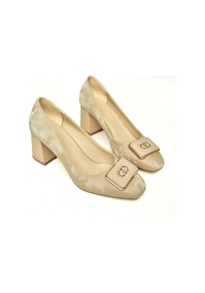 Fox Shoes U820954404 Ten Kumaş Kalın Topuklu Kadın Ayakkabı Ten