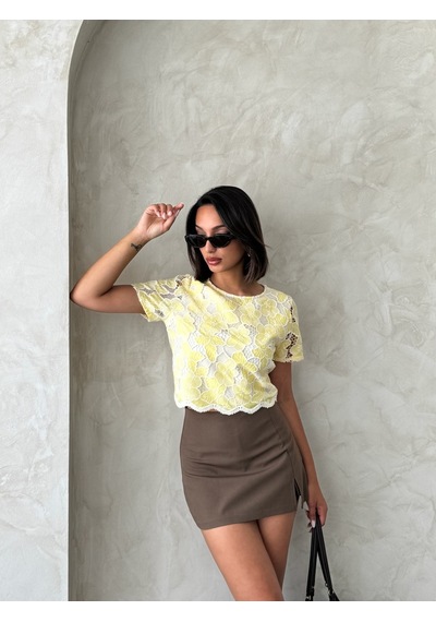 Verymoda Dantel Bluz D2768 Sari