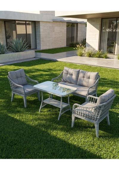 Kaş 2+1+1+sehpa Bahçe Balkon Mobilyası,gri Rattan/gri Kumaş Gri Kaş 2+1+1+sehpa Bahçe Balkon Mobilyası,gri Rattan/gri Kumaş Gri