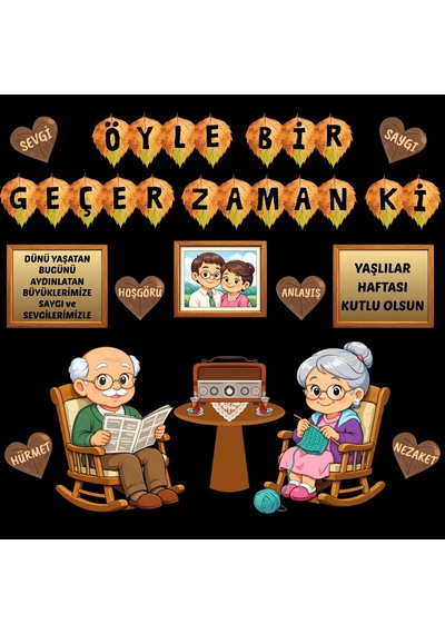 Yaşlılar Haftası Parçalı Okul Panosu Süsü Değerler Eğitimi Temalı Figür Seti 7