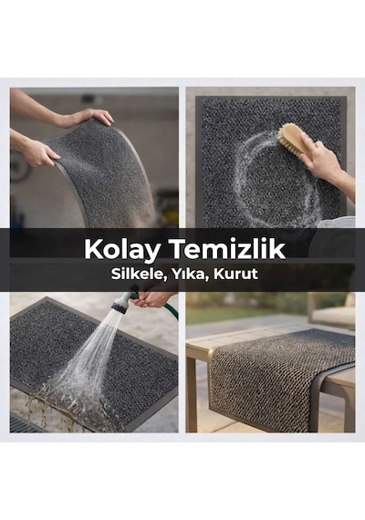 Aquila Pc Tabanlı Polipropilen Kapı Önü Temizlik Paspası Gri 80x120 Cm gri