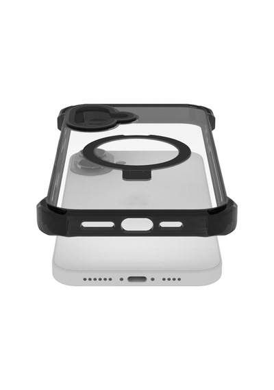Apple Uyumlu iPhone 16 Kılıf Magsafe Şarj Özellikli Raptic Dual Serisi Şeffaf Standlı Kapak Siyah