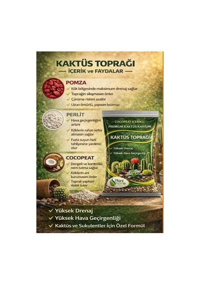 Hüskon Ticaret 5 Litre Premium Kaktüs Toprağı - Böcek Sinek Yapmayan Premium Toprak 5 L