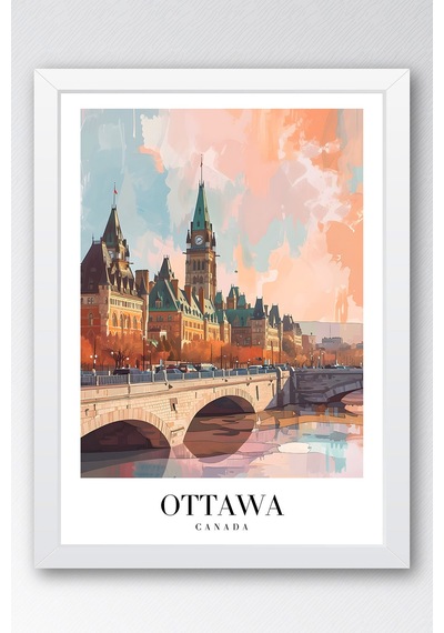 Ottawa Canada Vintage Seyahat Posteri Çerçeveli Tablo - Premium Kanada Parlamento Elit Duvar Dekoru Beyaz Ottawa Canada Vintage Seyahat Posteri Çerçeveli Tablo - Premium Kanada Parlamento Elit Duvar Dekoru Beyaz