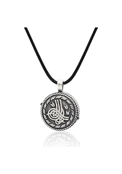 Açılabilir Kapaklı 925 Ayar Gümüş Tuğra İşlemeli Kolye 201024599 Gümüş