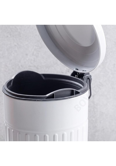 16 Litre Vintage Metal Çıkarılabilir Kovalı Çöp Kovası Beyaz