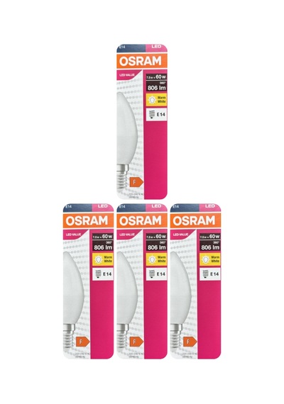 4 Adet Ledvance 7,5w Sarı Işık 2700k E14 Duylu İnce Duy Led Ampul