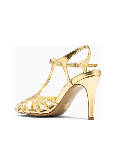 Ilona Gold Metalik Yuvarlak Burunlu Kadın Sandalet