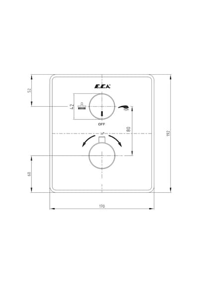 Eca Termostatik Ankastre Banyo Bataryası Sıva Üstü 2 Yollu 102167215-Kde Krom