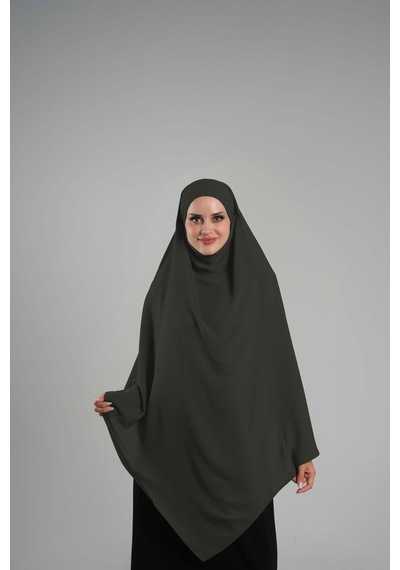 Hürrem Bone Haki Pratik Hazır Geçmeli Tesettür Eşarp Krep Bağcıklı Sufle Hijab 2313 09 Haki