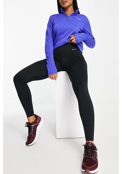 Nike Go Firm Support High Rise Black Full Length Kadın 6 Cepli Lazer Kesim Antreman Taytı Koyu Siyah