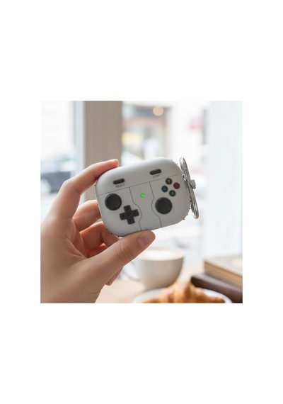 Caseonn Apple Airpods Uyumlu 5 Kılıf Retro Gamepad Gri