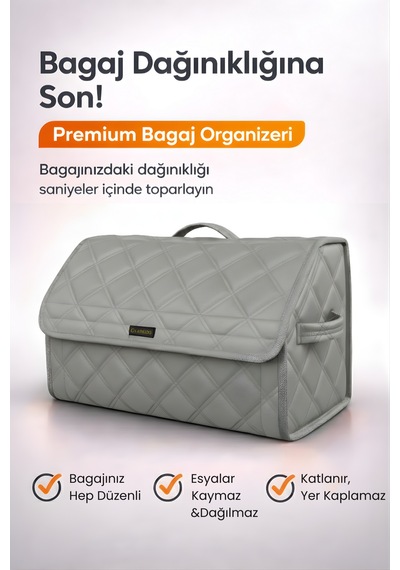 Bagaj Çantası Oto Bagaj Organizer Çift Kat Deri Su Geçirmez Kaymaz Katlanır Araç Düzenleyici - Dct9 Stiloto