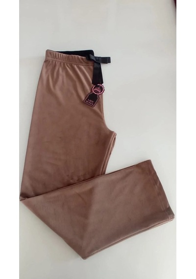 Kadın Kadife Boru Paça Rahat Kesim Pijama Alt Kahverengi