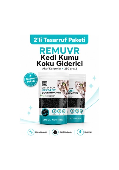 Kedi Kumu Koku Giderici Premium 250 Gr X 2 Adet Tasarruf Paketi Aktif Karbonlu Kedi Kumu Koku Önleyici Koku Giderici