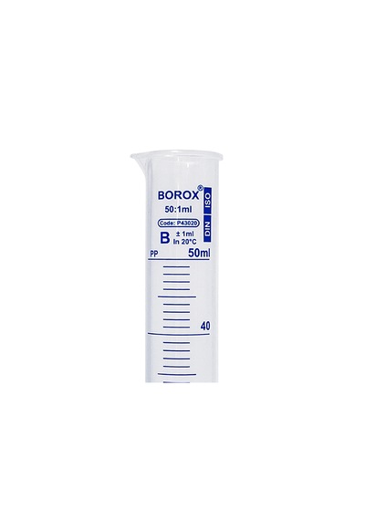 Borox Plastik Mezür 50 Ml - Uzun Form - Mavi Skala