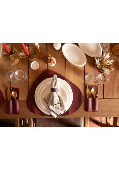 Velato Leather Place Mat Set Kahverengi