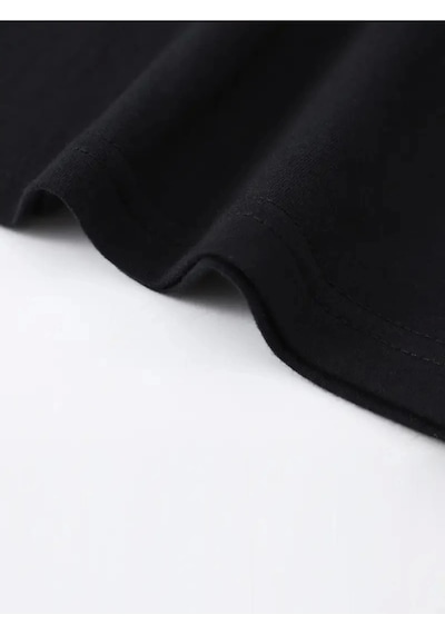 Modi Baskılı Oversize Bisiklet Yaka T-shirt - Siyah - Mymg158852