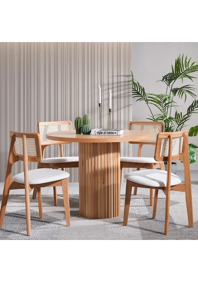 Zeus Hazeranlı Hasırlı Model Ahşap Bohem Sandalye Natural - Beyaz
