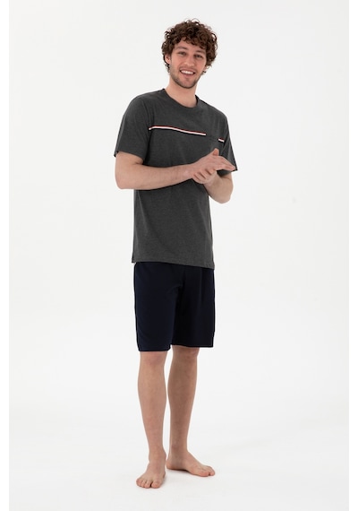 U.S. Polo Assn. Erkek Bisiklet Yaka Antrasit Melanj Pijama Takımı 50309174-VR081