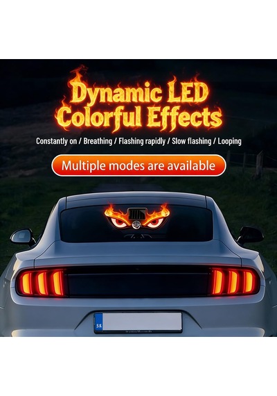 Vantuzlu Solar Güneş Enerjili Ve Şarj Edilebilir Devil Eyes Araç Işıkları Ön/arka/yan Cam İçin Usb Bağlantılı Led Işıkları Kırmızı-sarı