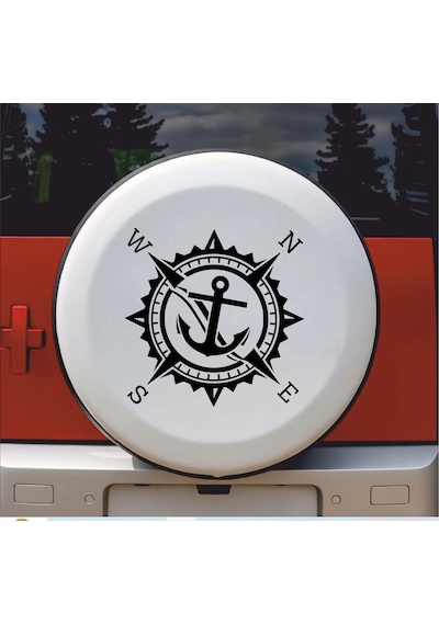 Pusula Ve Çapa Sticker - Araba Oto Motosiklet Karavan Cam Sticker - 00318 60x60 Cm