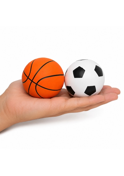 Mini Futbol & Basketbol Zıplayan Top 2 Li Set Kauçuk Oyuncak Top