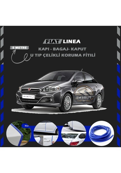 Fiat Linea Oto Araç Kapı Koruma Fitili 5 Metre Parlak Gri Renk