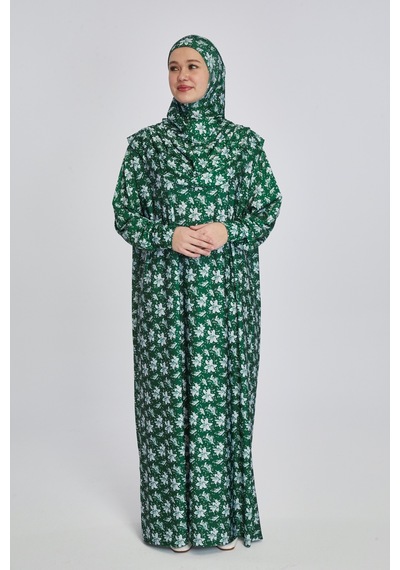 Manolyaşal İslamic Hijab Pratik Tek Parça Manolya Desenli Namaz Elbisesi Zümrüt Zümrüt Yeşili Manolyaşal İslamic Hijab Pratik Tek Parça Manolya Desenli Namaz Elbisesi Zümrüt Zümrüt Yeşili