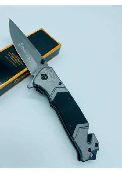 Browning Kamp Marka F119 Metal Kasa Yarıotomatik Kutusunda //22cm Gümüş - Siyah