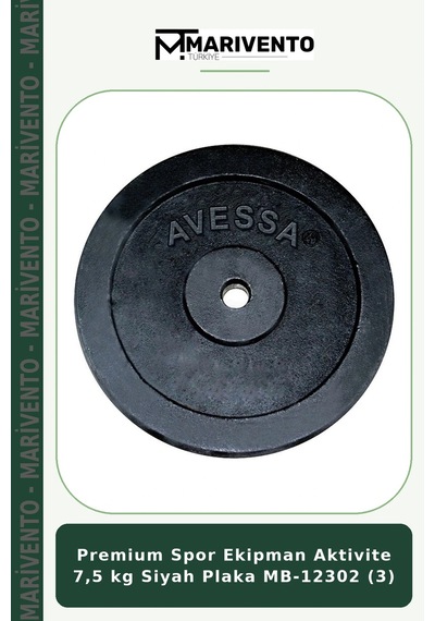 Premium Spor Ekipman Aktivite 7,5 Kg Siyah Plaka Mb-12302 3