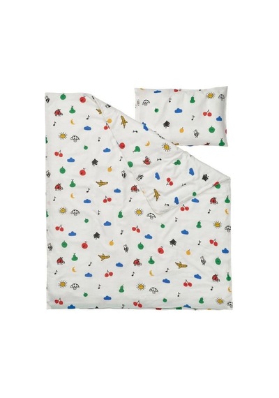 Ikea Grönfınk Tek Kişilik Nevresim Takımı 110 X 130 Cm Beyaz - Sarı - Kırmızı - Yeşil - Mavi Çok Renkli